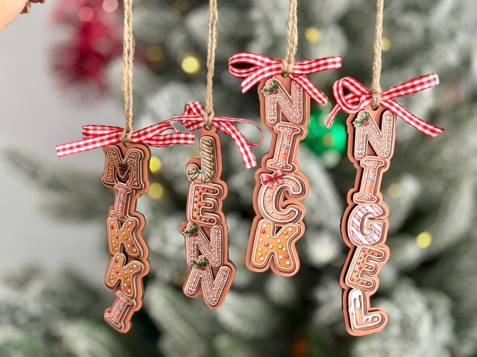 Personalized Gingerbread Letter Ornament 2026 | Custom 3D Name Tag | Kids Christmas Gift | Acrylic & Wood Layer Holiday Decor - product image 8