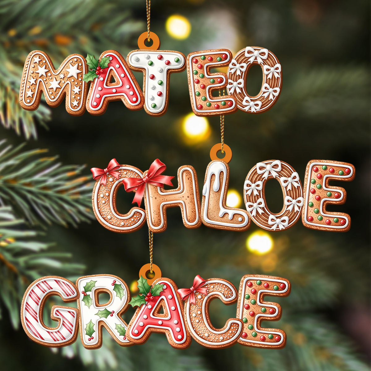 Custom Gingerbread Alphabet Ornaments, Personalised Christmas Decorations, Christmas Baubles, Christmas Name Tags, Kids Christmas Gifts - product image 3