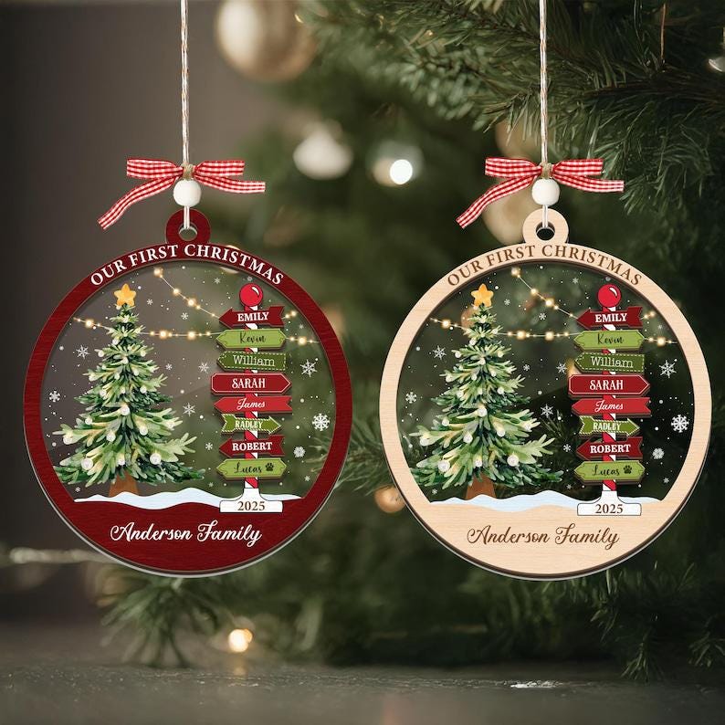 Personalized Family Name Christmas Tree Ornaments, Family Name Ornament, Grandkids Names , Family Keepsake, Gift for Families 2026 - main product image
