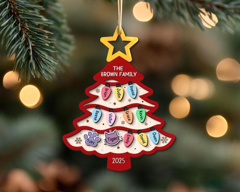 Personalized Family Tree Ornament, Custom Wooden Christmas Ornament With Names, Layered Family Keepsake Gift For Parents Grandparents - product image 10