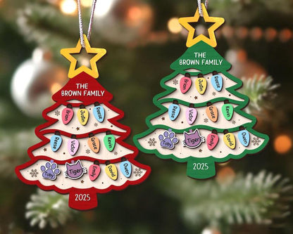 Personalized Family Tree Ornament, Custom Wooden Christmas Ornament With Names, Layered Family Keepsake Gift For Parents Grandparents - product image 2