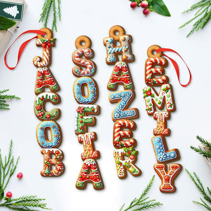 Personalized Gingerbread Letter Ornament 2026 | Custom Kids Name Stocking Tag | Cousin Christmas Gift | Cookie Name Tree Decoration - product image 3