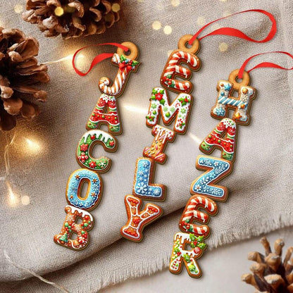 Personalized Gingerbread Letter Ornament 2026 | Custom Kids Name Stocking Tag | Cousin Christmas Gift | Cookie Name Tree Decoration - product image 2