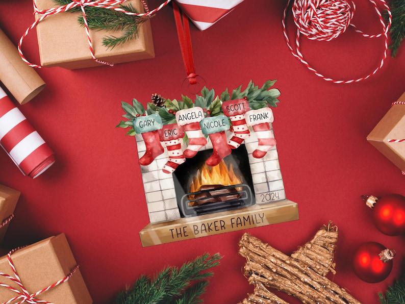 Personalized Family Christmas Ornament 2026 | Custom Stockings on Fireplace Design | Family Name Ornament | Holiday Tree Gift - product image 7