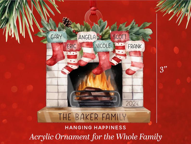 Personalized Family Christmas Ornament 2026 | Custom Stockings on Fireplace Design | Family Name Ornament | Holiday Tree Gift - product image 8