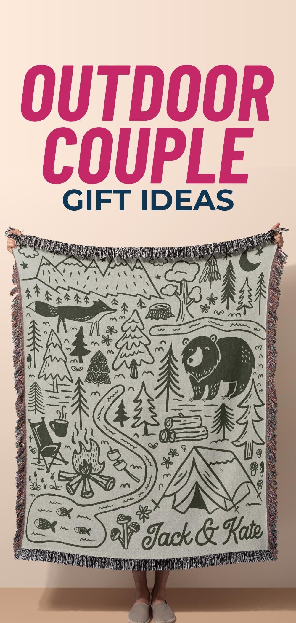 Personalized Camping Throw Blanket Outdoorsy Couple Gift for Nature Lover Tapestry with Family Name Camp Blanket Adventure Couple Keepsake - product image 12