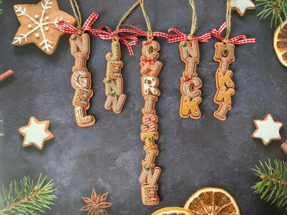 Personalized Gingerbread Letter Ornament 2026 | Custom 3D Name Tag | Kids Christmas Gift | Acrylic & Wood Layer Holiday Decor - product image 2