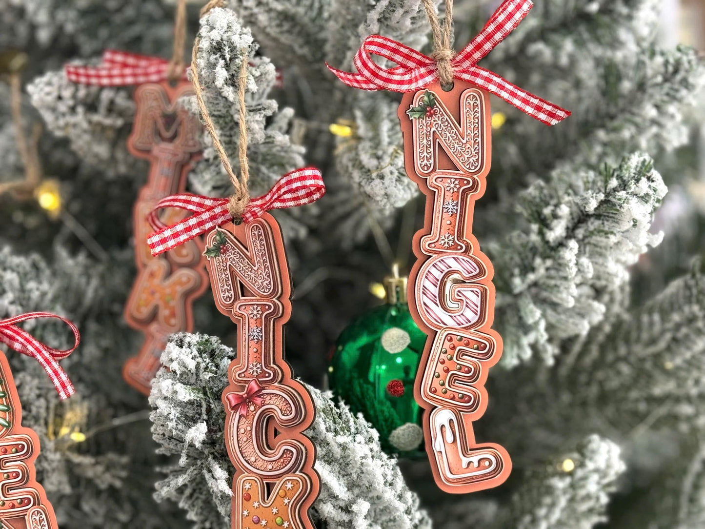 Personalized Gingerbread Letter Ornament 2026 | Custom 3D Name Tag | Kids Christmas Gift | Acrylic & Wood Layer Holiday Decor - product image 5