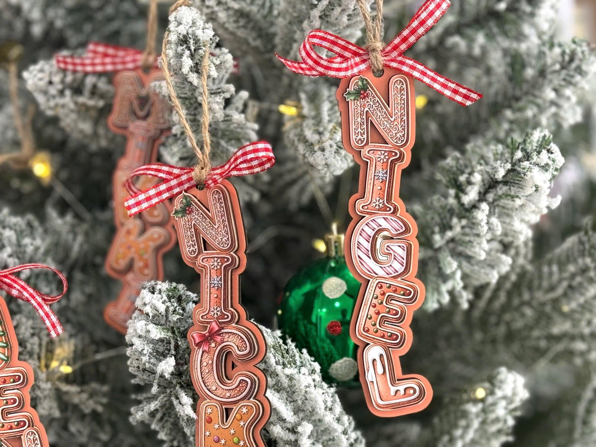 Personalized Gingerbread Letter Ornament 2026 | Custom 3D Name Tag | Kids Christmas Gift | Acrylic & Wood Layer Holiday Decor - product image 5