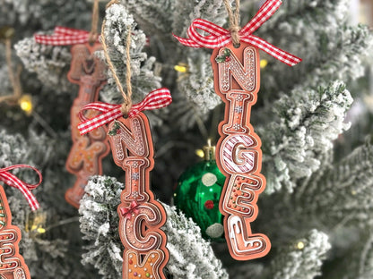 Personalized Gingerbread Letter Ornament 2026 | Custom 3D Name Tag | Kids Christmas Gift | Acrylic & Wood Layer Holiday Decor - product image 5