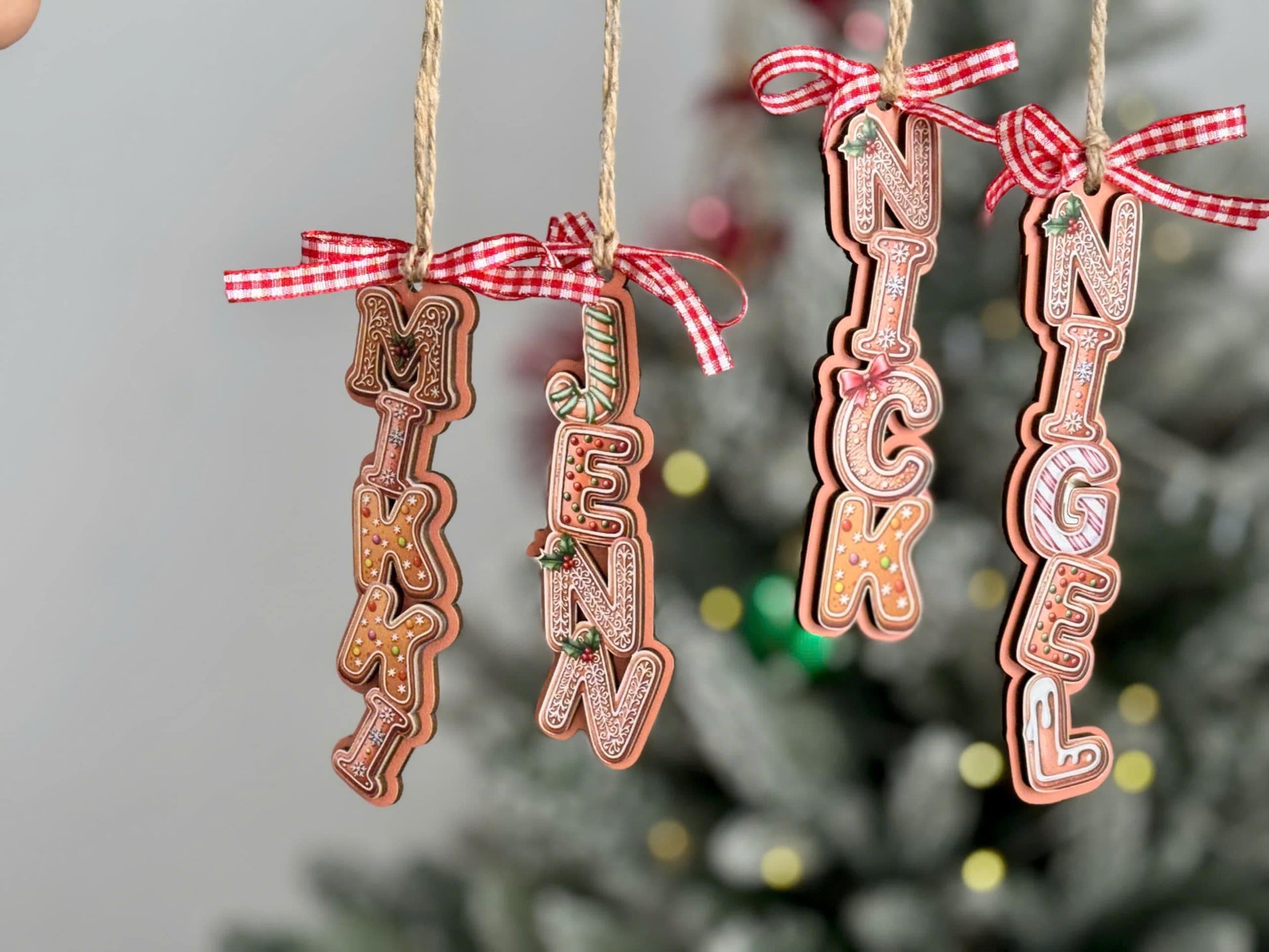 Personalized Gingerbread Letter Ornament 2026 | Custom 3D Name Tag | Kids Christmas Gift | Acrylic & Wood Layer Holiday Decor - product image 9
