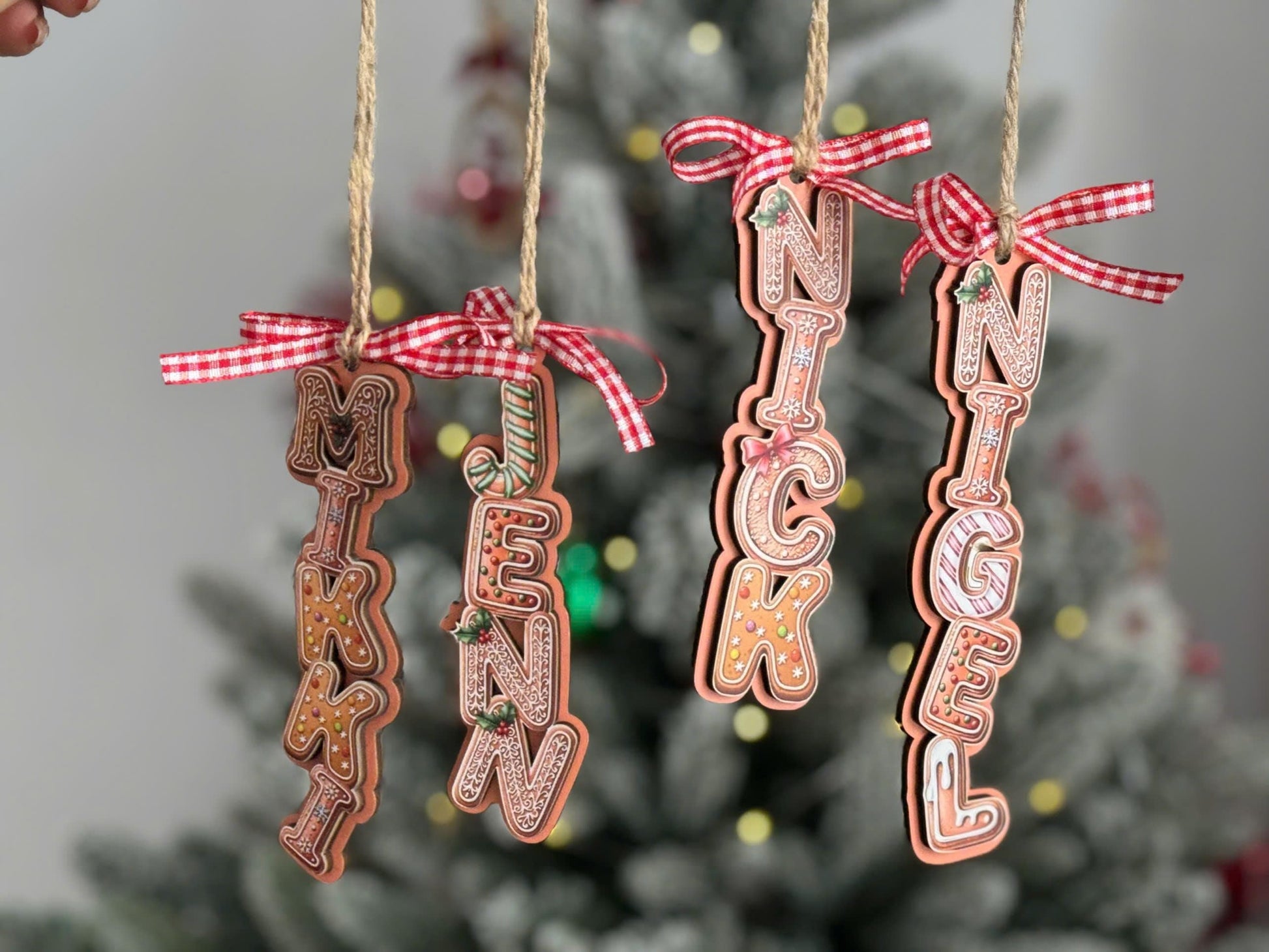 Personalized Gingerbread Letter Ornament 2026 | Custom 3D Name Tag | Kids Christmas Gift | Acrylic & Wood Layer Holiday Decor - product image 11