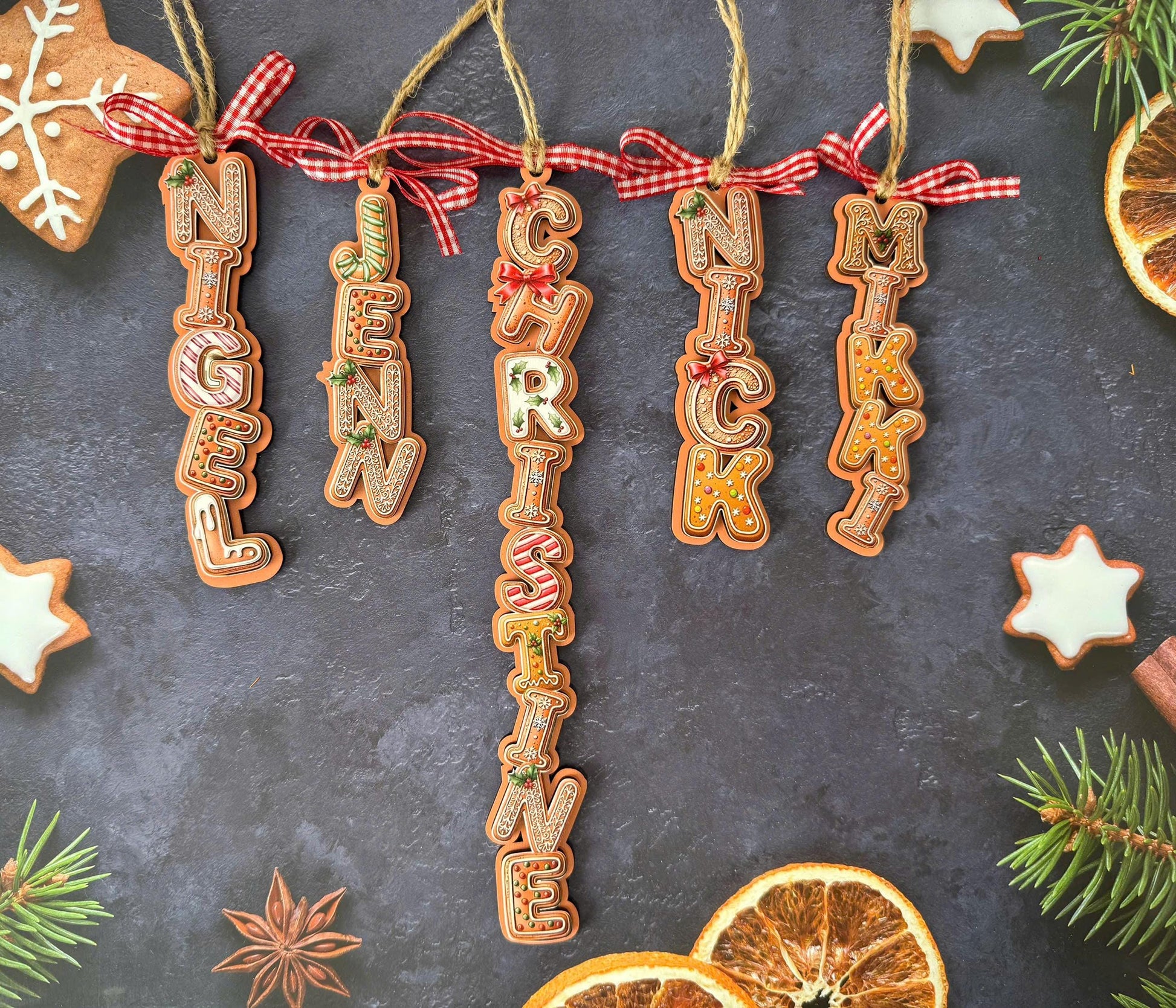 Personalized Gingerbread Letter Ornament 2026 | Custom 3D Name Tag | Kids Christmas Gift | Acrylic & Wood Layer Holiday Decor - product image 10