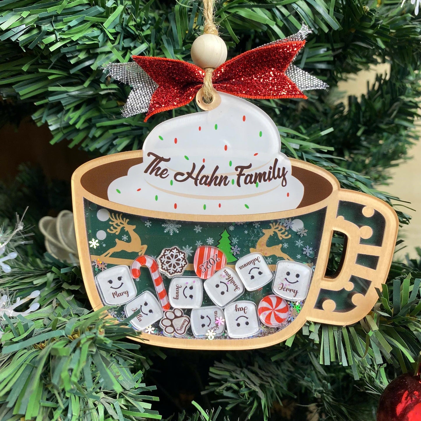 Personalized Family Ornament 2026, Custom Family Name, Christmas Ornament Marshmallow, Shake Cup Ornament - main product image