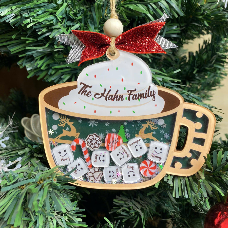Personalized Family Ornament 2026, Custom Family Name, Christmas Ornament Marshmallow, Shake Cup Ornament - main product image