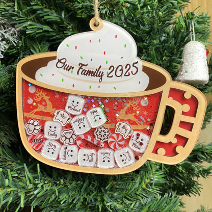 Personalized Family Ornament 2026, Custom Family Name, Christmas Ornament Marshmallow, Shake Cup Ornament - product image 2