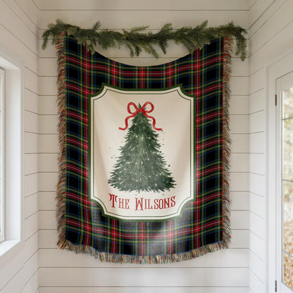 Personalized Christmas Blanket Family, Christmas Gift, Family Name Blanket for Xmas, Christmas Woven Blanket, Xmas Decoration Family Gift - main product image