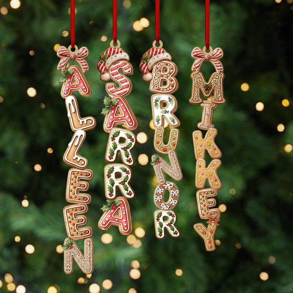 Personalized Kids Name Ornament Acrylic , Custom Stocking Tag, Gingerbread Alphabet Ornament, Christmas Gifts For Kids, Christmas Name Tag - product image 7