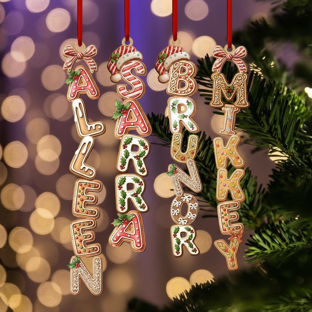 Personalized Kids Name Ornament Acrylic , Custom Stocking Tag, Gingerbread Alphabet Ornament, Christmas Gifts For Kids, Christmas Name Tag - product image 8
