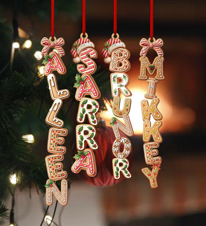 Personalized Kids Name Ornament Acrylic , Custom Stocking Tag, Gingerbread Alphabet Ornament, Christmas Gifts For Kids, Christmas Name Tag - product image 5
