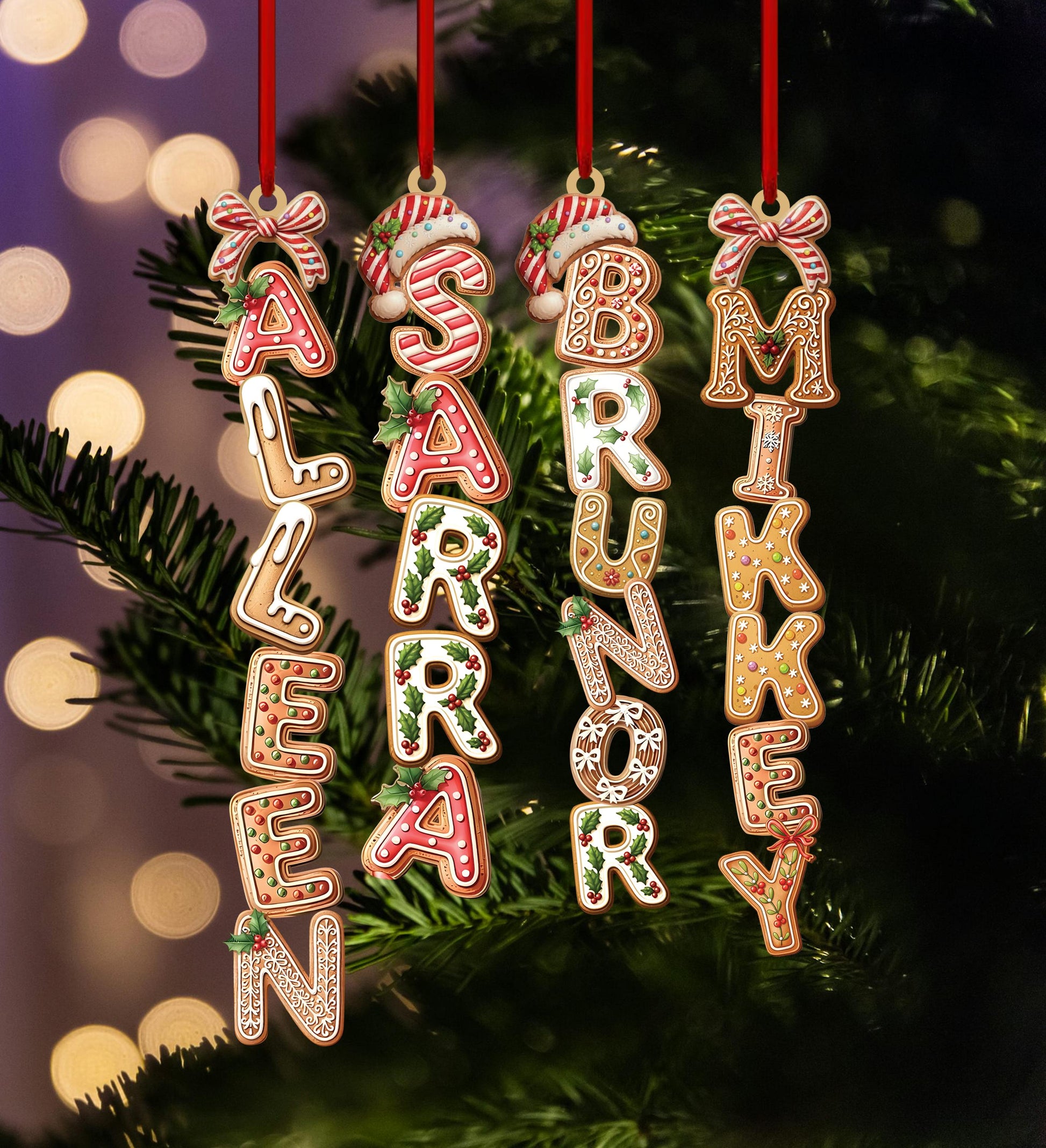 Personalized Kids Name Ornament Acrylic , Custom Stocking Tag, Gingerbread Alphabet Ornament, Christmas Gifts For Kids, Christmas Name Tag - product image 3