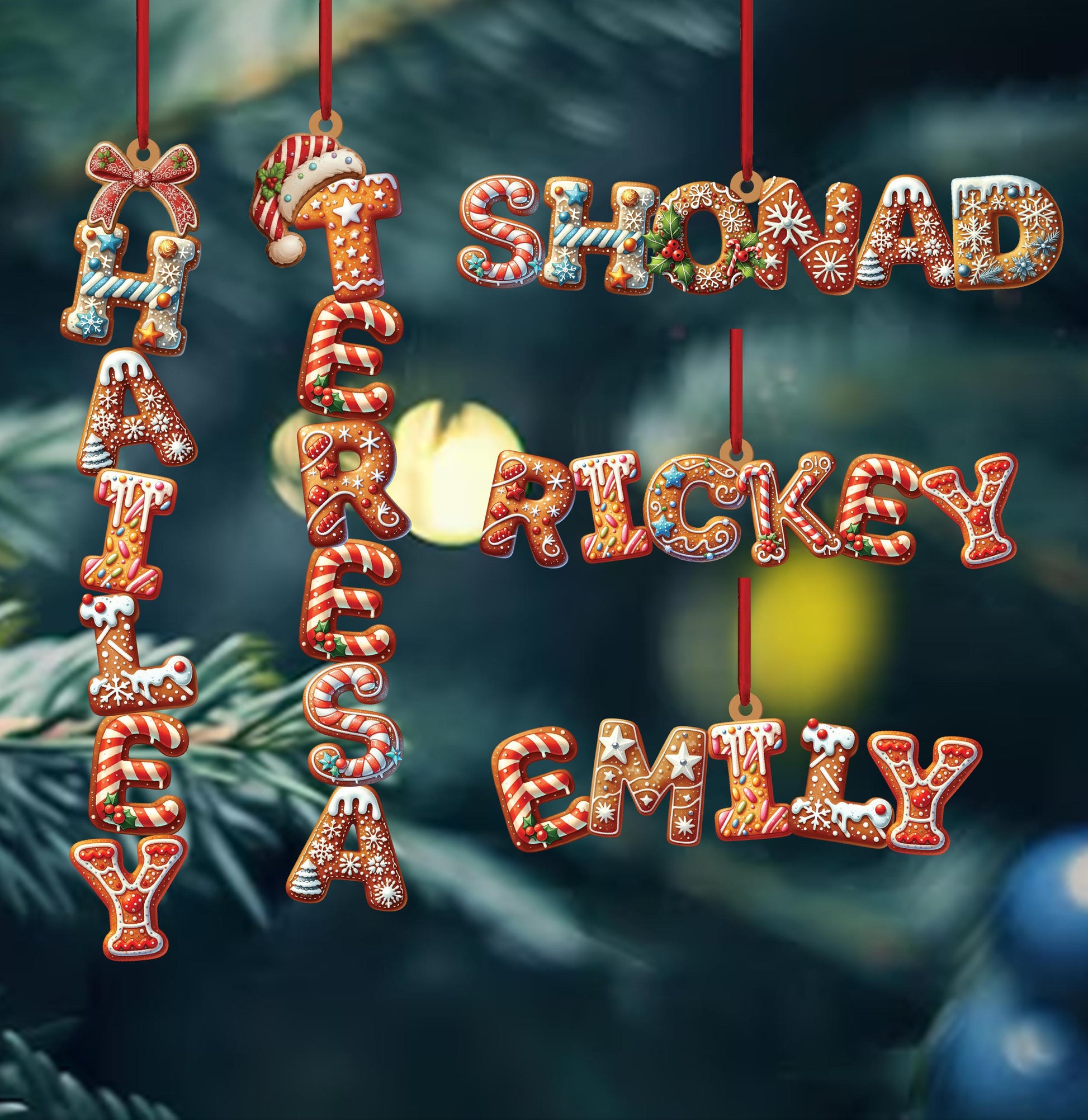 Custom Gingerbread Alphabet Ornaments, Personalised Christmas Decorations, Personalised Christmas Baubles, Christmas Name Tags, Kids Gifts - product image 2