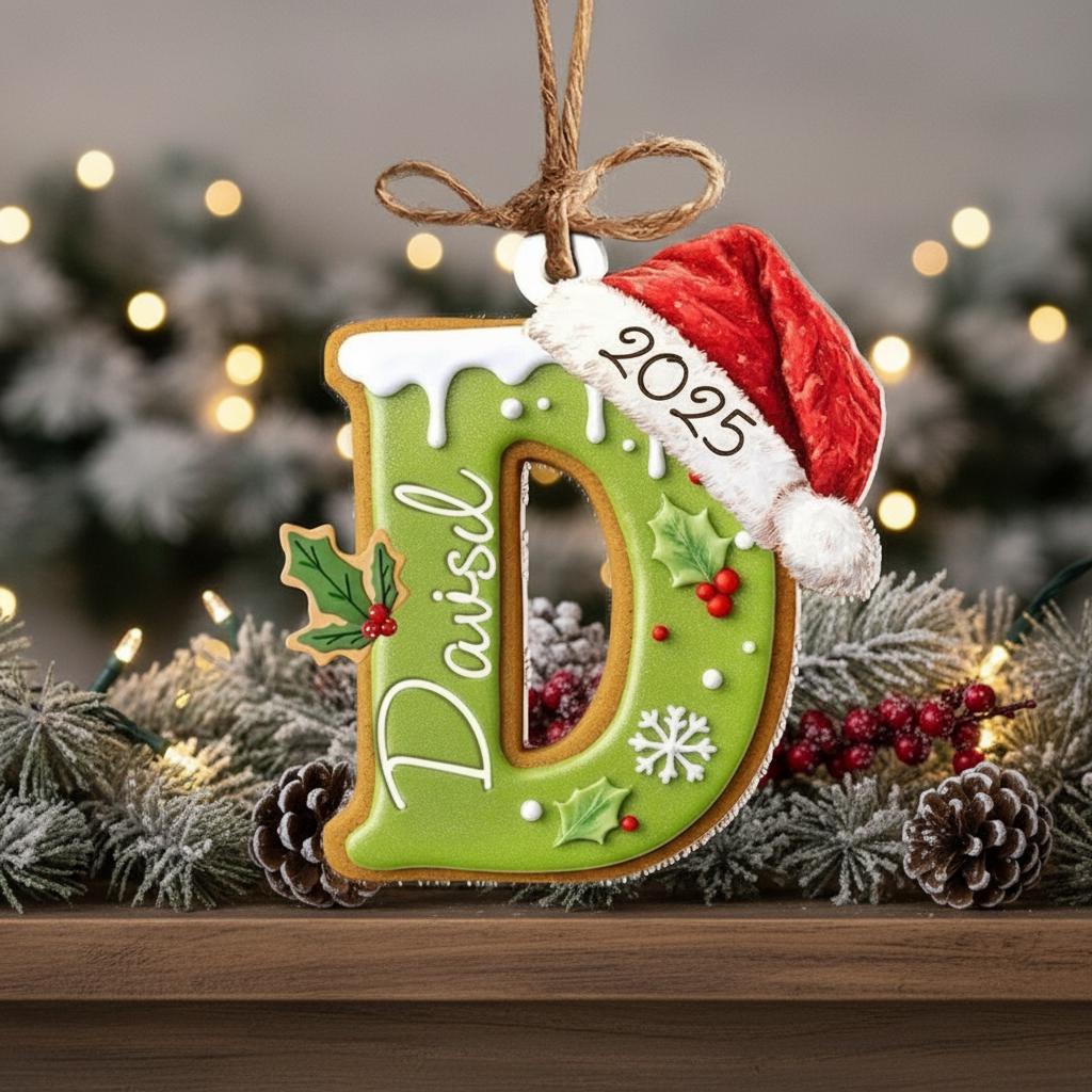 Personalized Gingerbread Letter Ornament, Custom Kids Name Ornament, Stocking Tag for Christmas, Kids Christmas Gift, Christmas Ornament - product image 4