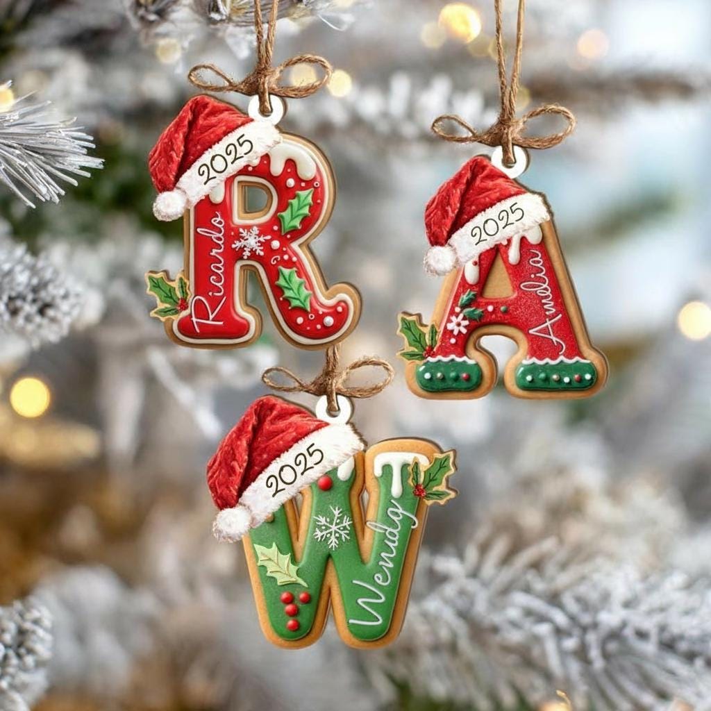 Personalized Gingerbread Letter Ornament, Custom Kids Name Ornament, Stocking Tag for Christmas, Kids Christmas Gift, Christmas Ornament - product image 2