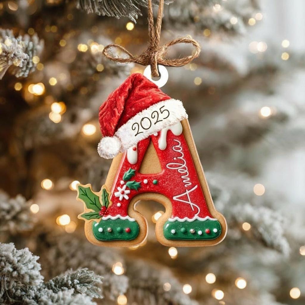 Personalized Gingerbread Letter Ornament, Custom Kids Name Ornament, Stocking Tag for Christmas, Kids Christmas Gift, Christmas Ornament - product image 5