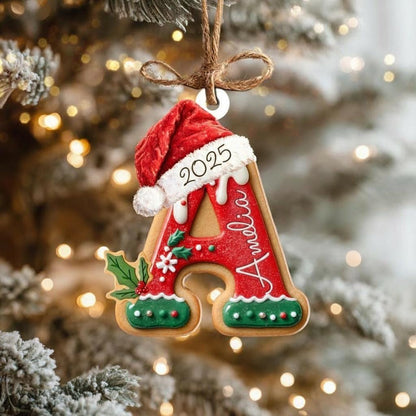 Personalized Gingerbread Letter Ornament, Custom Kids Name Ornament, Stocking Tag for Christmas, Kids Christmas Gift, Christmas Ornament - product image 5