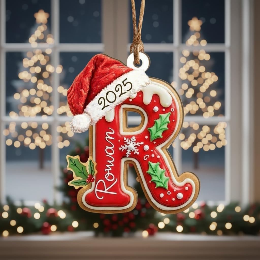 Personalized Gingerbread Letter Ornament, Custom Kids Name Ornament, Stocking Tag for Christmas, Kids Christmas Gift, Christmas Ornament - product image 6