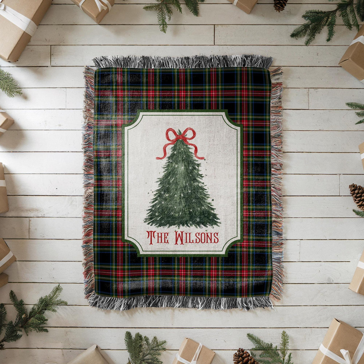 Personalized Christmas Woven Blanket Tapestry: Custom Family Christmas Gift - product image 4