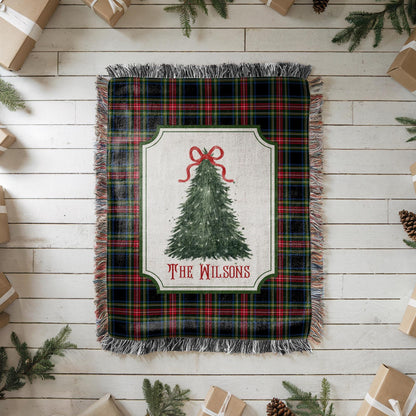 Personalized Christmas Woven Blanket Tapestry: Custom Family Christmas Gift - product image 4
