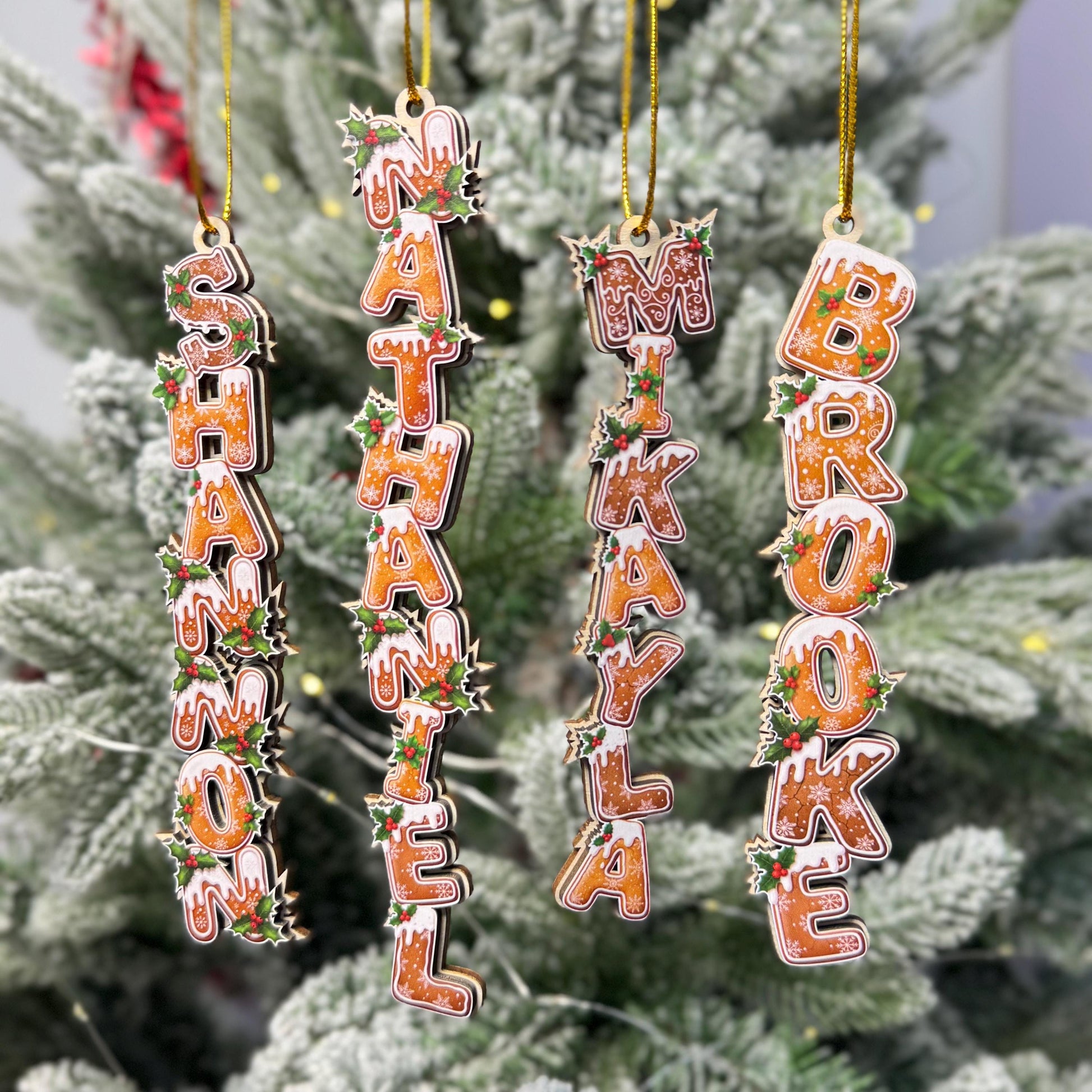 Personalized Kids Name Ornament, Custom Stocking Tag, Gingerbread Alphabet Ornament, Christmas Gifts For Kids, Kids Christmas Name Tag - product image 2