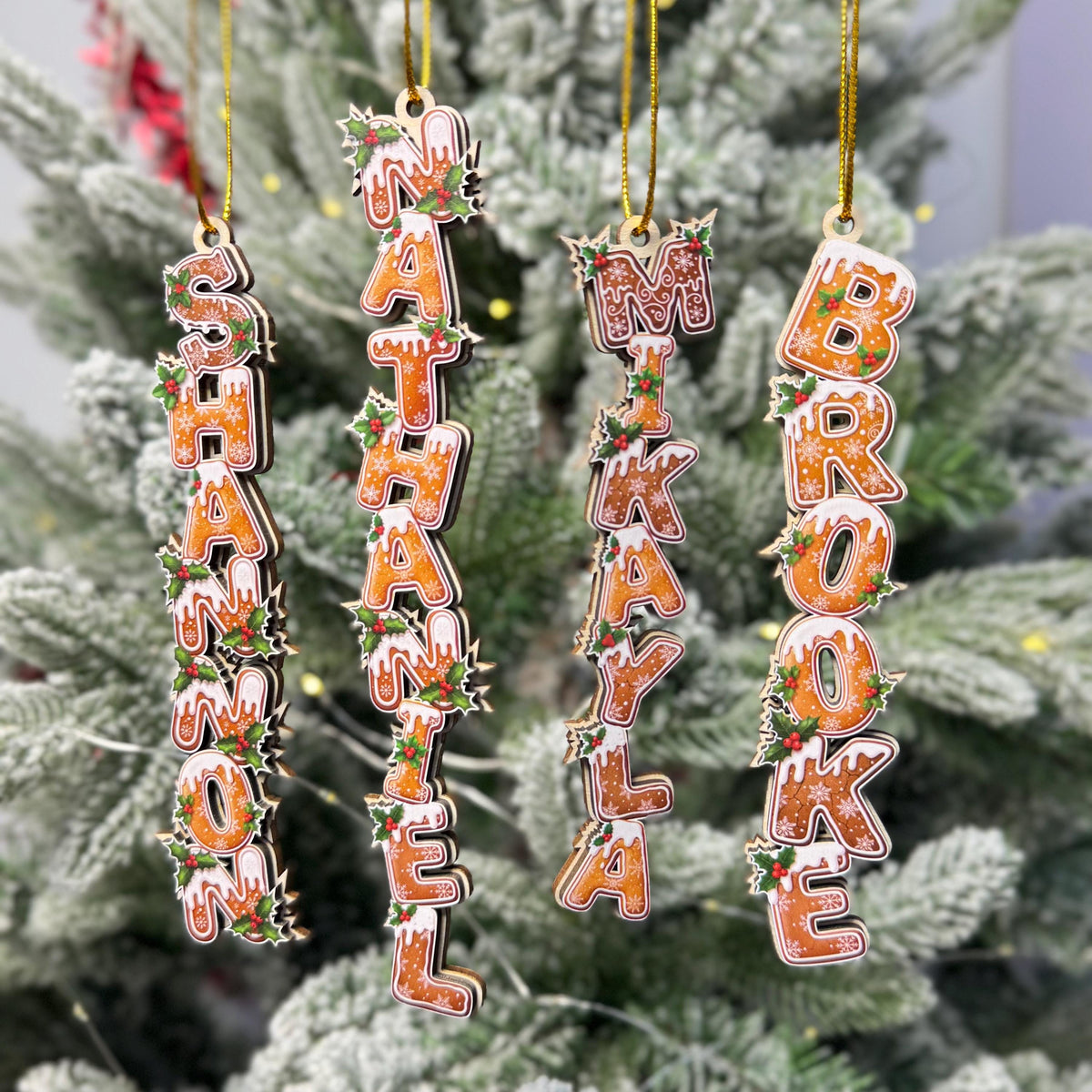 Personalized Kids Name Ornament, Custom Stocking Tag, Gingerbread Alphabet Ornament, Christmas Gifts For Kids, Kids Christmas Name Tag - product image 2