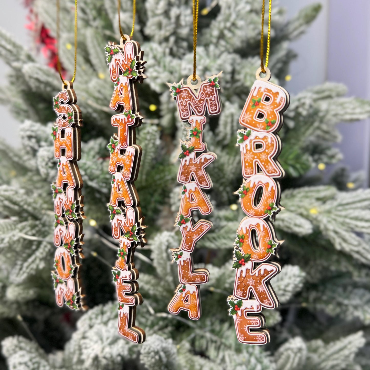 Personalized Kids Name Ornament, Custom Stocking Tag, Gingerbread Alphabet Ornament, Christmas Gifts For Kids, Kids Christmas Name Tag - product image 3