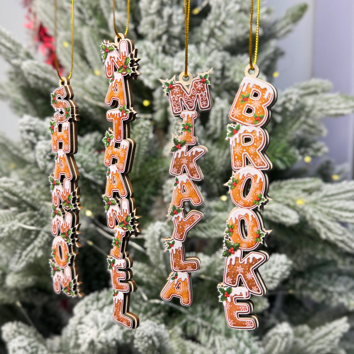 Personalized Kids Name Ornament, Custom Stocking Tag, Gingerbread Alphabet Ornament, Christmas Gifts For Kids, Kids Christmas Name Tag - product image 3