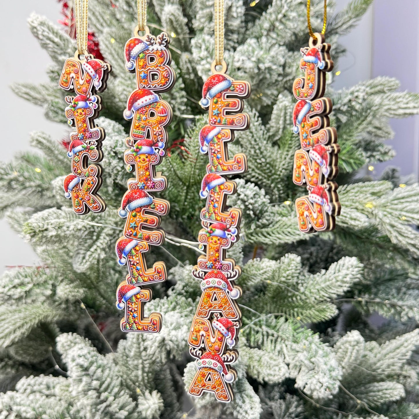 Gingerbread Name Ornaments - Festive Personalized Letter Decor - Cookie Style Tree Tag - Custom Holiday Stocking Stuffer - product image 6