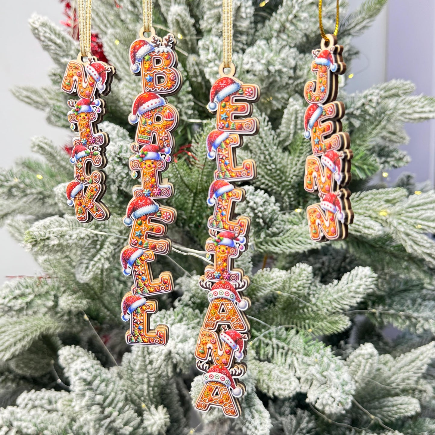Gingerbread Name Ornaments - Festive Personalized Letter Decor - Cookie Style Tree Tag - Custom Holiday Stocking Stuffer - product image 7