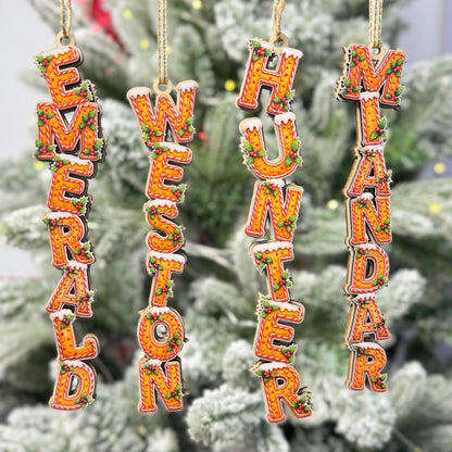 Personalized Holly Gingerbread Name Ornaments - Custom Cookie Style Wood Christmas Tree Decor - Rustic Holiday Gift - product image 4