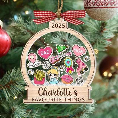Personalized Shaker Christmas Ornament, Custom Favorite Things Ornament, 3-Layer Wood & Acrylic or Clear Acrylic Decoration, Kids Gift - product image 9