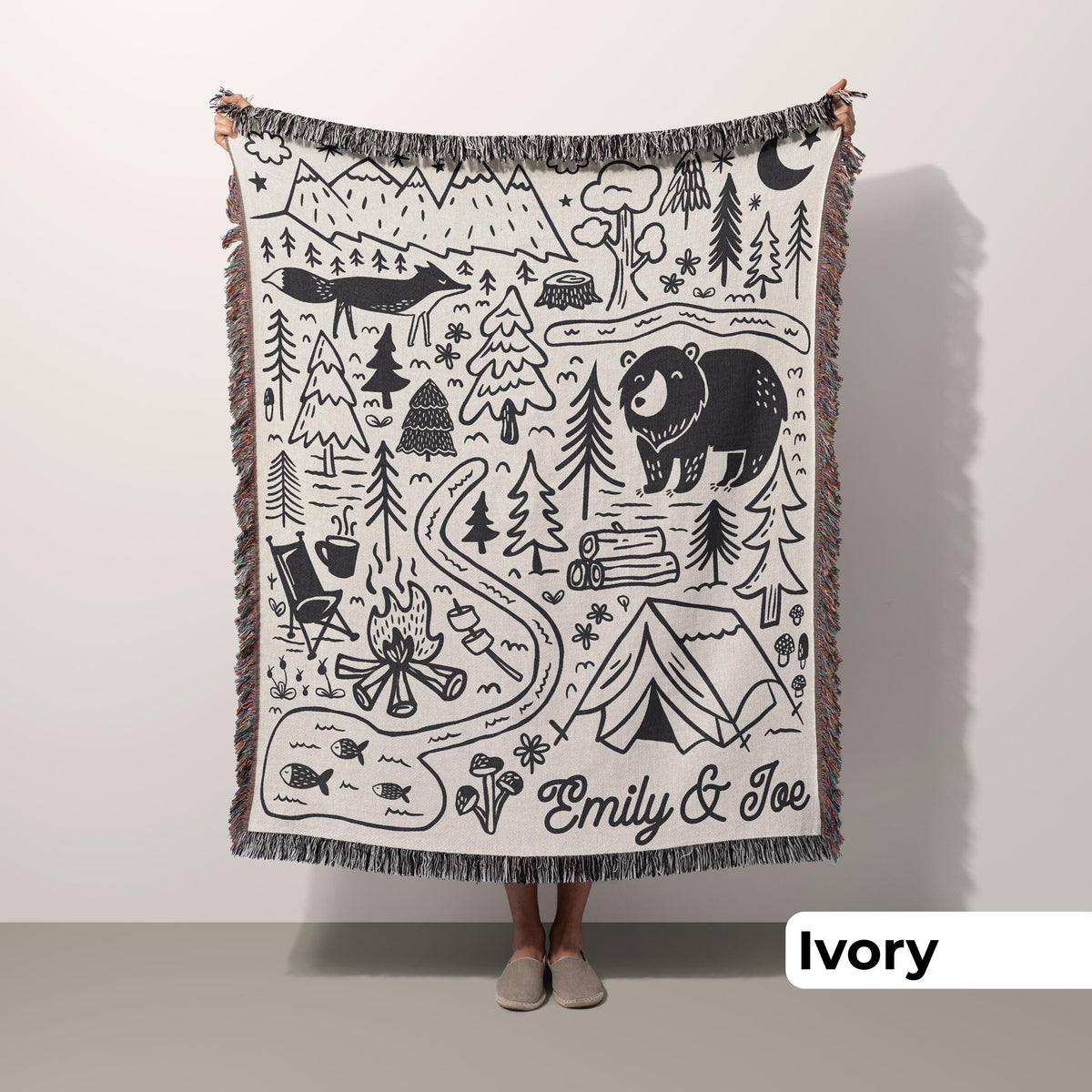 Personalized Camping Throw Blanket Outdoorsy Couple Gift for Nature Lover Tapestry with Family Name Camp Blanket Adventure Couple Keepsake - product image 7