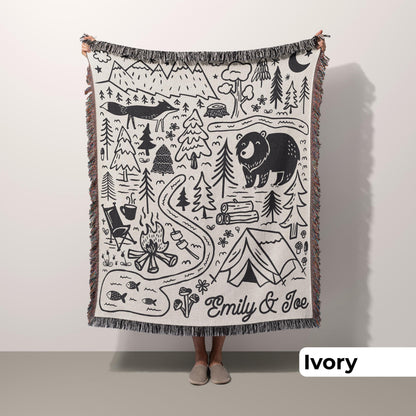 Personalized Camping Throw Blanket Outdoorsy Couple Gift for Nature Lover Tapestry with Family Name Camp Blanket Adventure Couple Keepsake - product image 7