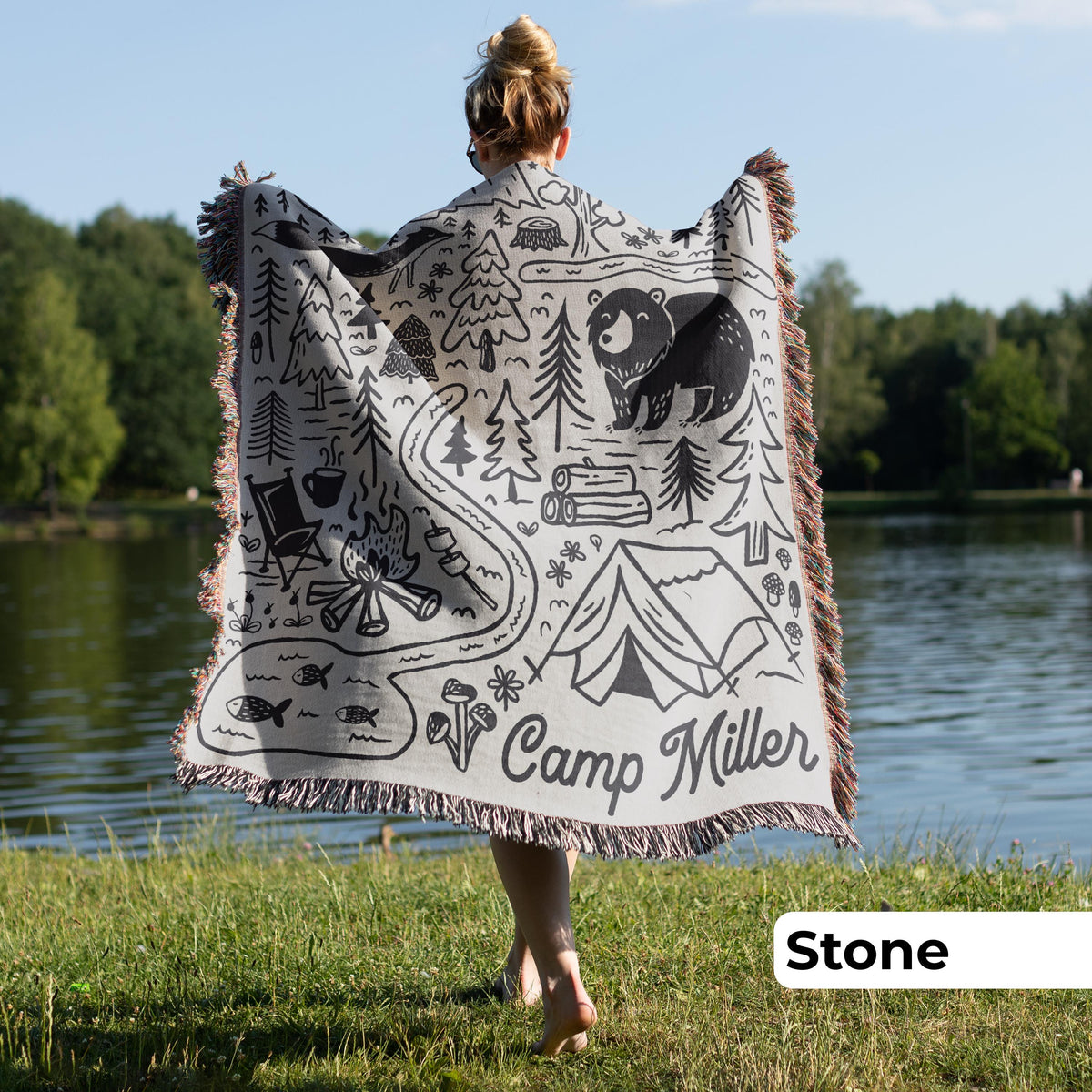 Personalized Camping Throw Blanket Outdoorsy Couple Gift for Nature Lover Tapestry with Family Name Camp Blanket Adventure Couple Keepsake - product image 2