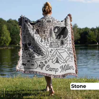 Personalized Camping Throw Blanket Outdoorsy Couple Gift for Nature Lover Tapestry with Family Name Camp Blanket Adventure Couple Keepsake - product image 2
