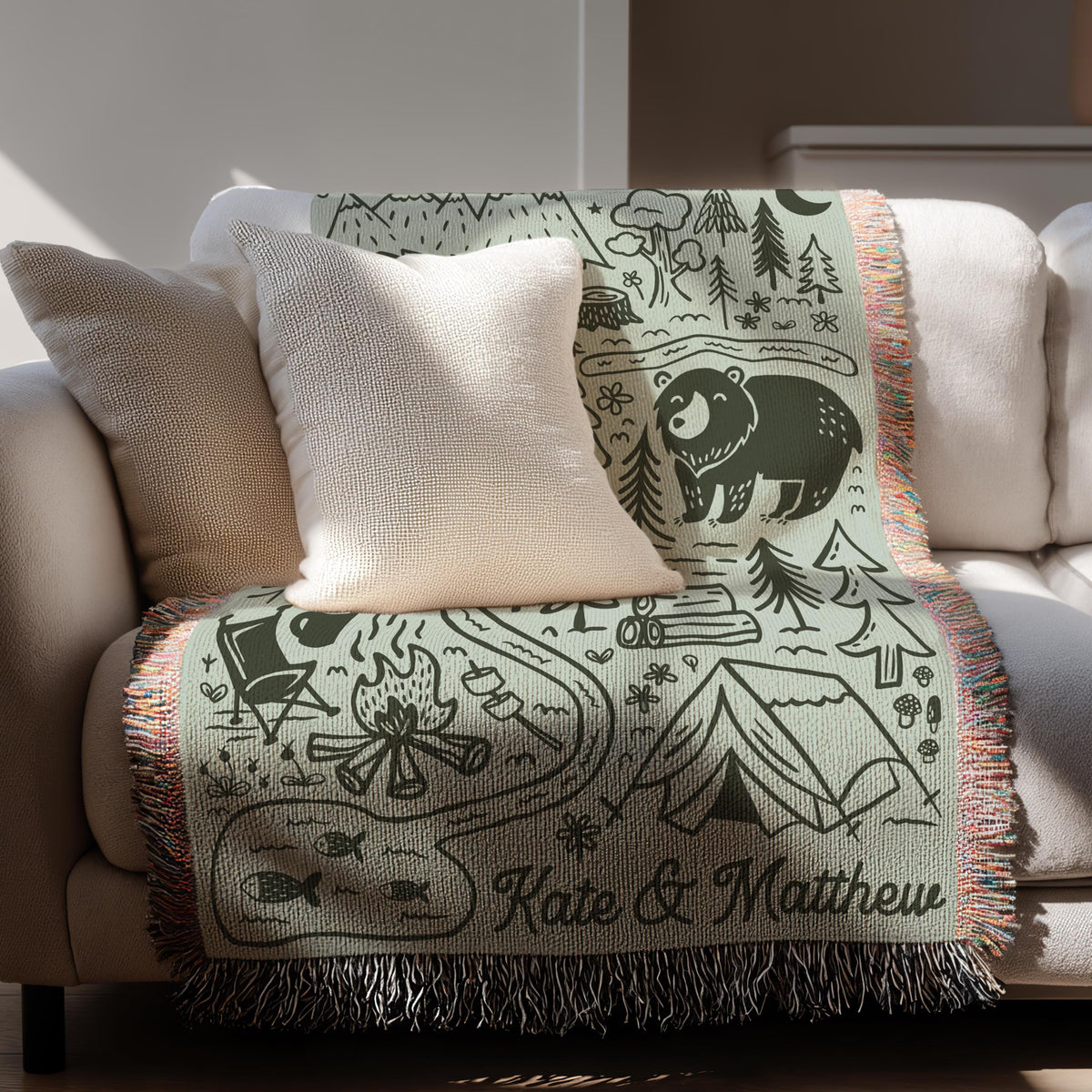 Personalized Camping Throw Blanket Outdoorsy Couple Gift for Nature Lover Tapestry with Family Name Camp Blanket Adventure Couple Keepsake - product image 10