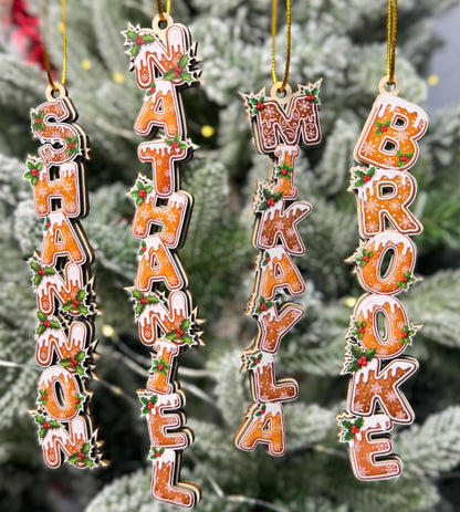 Personalized Kids Name Ornament, Custom Stocking Tag, Gingerbread Alphabet Ornament, Christmas Gifts For Kids, Kids Christmas Name Tag - main product image