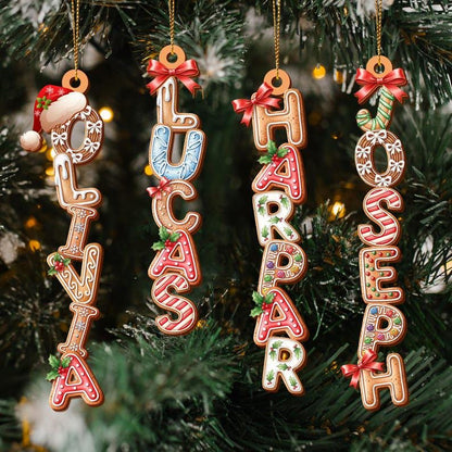 Custom Gingerbread Alphabet Ornament Acrylic, Kids Name Ornament, Acrylic Stocking Tags, Kids Christmas Gifts, Holiday Ornament, Xmas Tree - product image 4