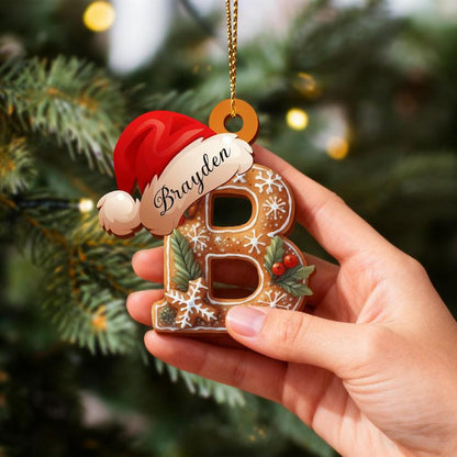 Personalized Gingerbread Letter Ornament, Custom Initial Christmas Decoration, Stocking Name Tags, Family Holiday Keepsake Ornaments - product image 5