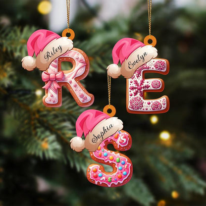 Personalized Gingerbread Letter Ornament, Custom Initial Christmas Decoration, Stocking Name Tags, Family Holiday Keepsake Ornaments - main product image
